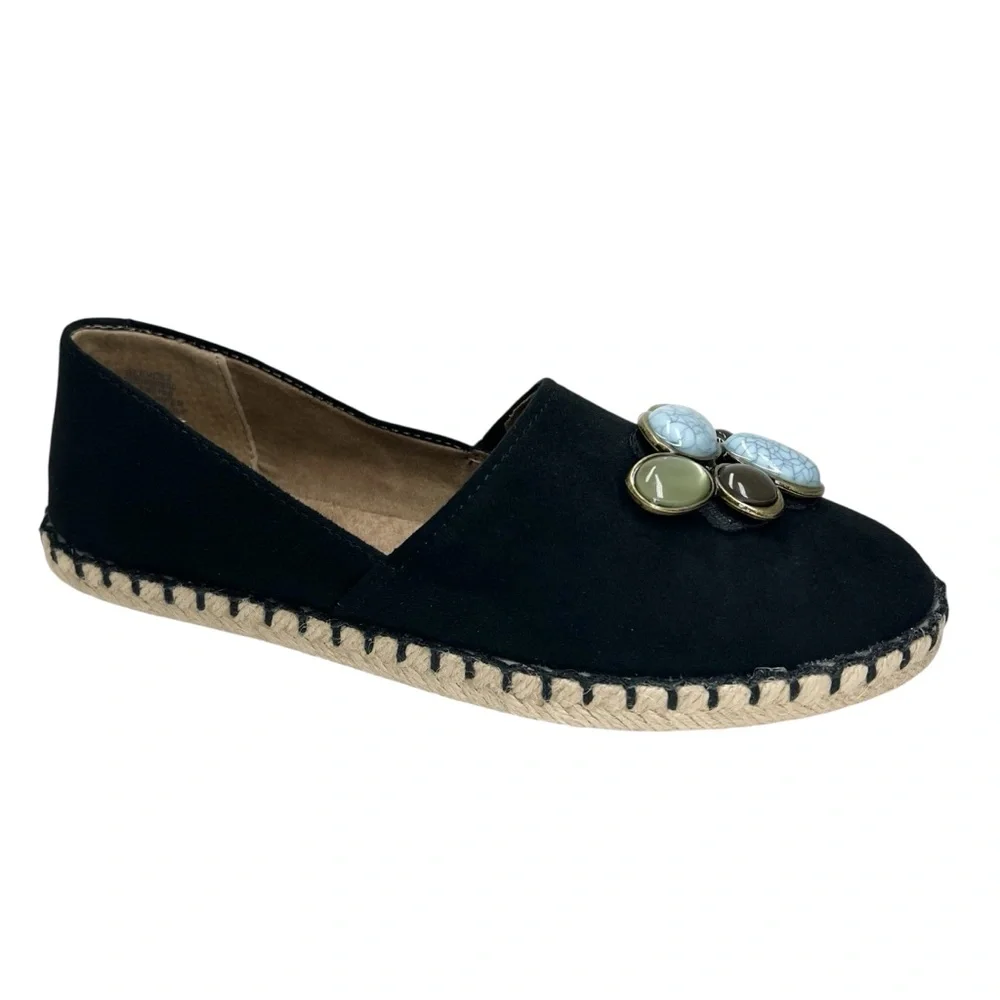 Style Co Women's Reevee Stitched-Trim Espadrille Flats Black 5M
